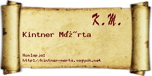 Kintner Márta névjegykártya